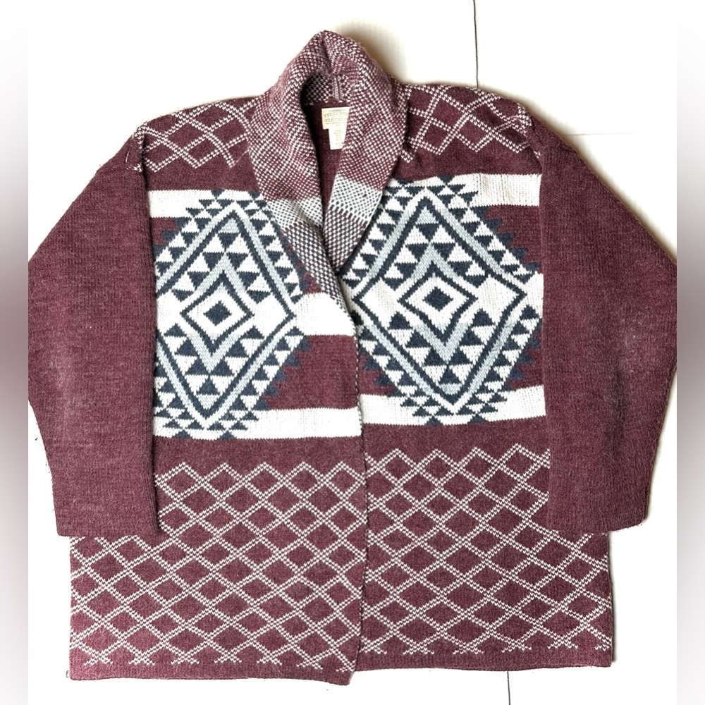Telluride Clothing Company Open Knit Cardigan Aztec‎ Diamond Women’s XL Country